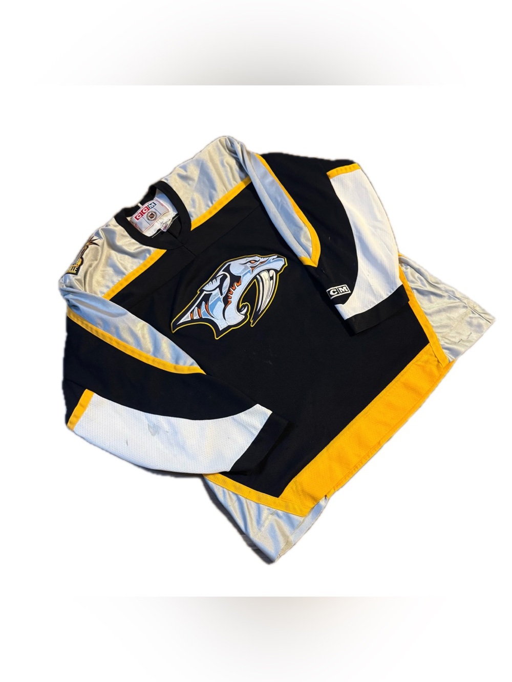 Vintage 90s CCM Nashville Predators Jersey XL NHL Home Black Stitched Used